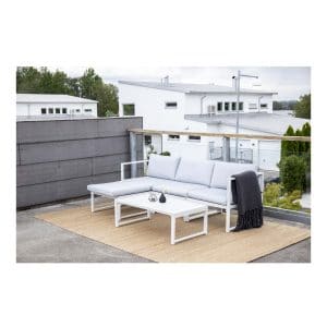 VENTURE DESIGN Salvador sofa havesæt m. hynder og bord - grå polyester og hvid aluminium