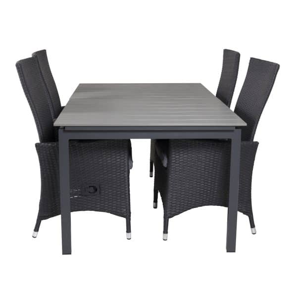 VENTURE DESIGN havesæt, m. Levels bord, m. udtræk og 4 Padova stole, m. recliner - grå aintwood/alu