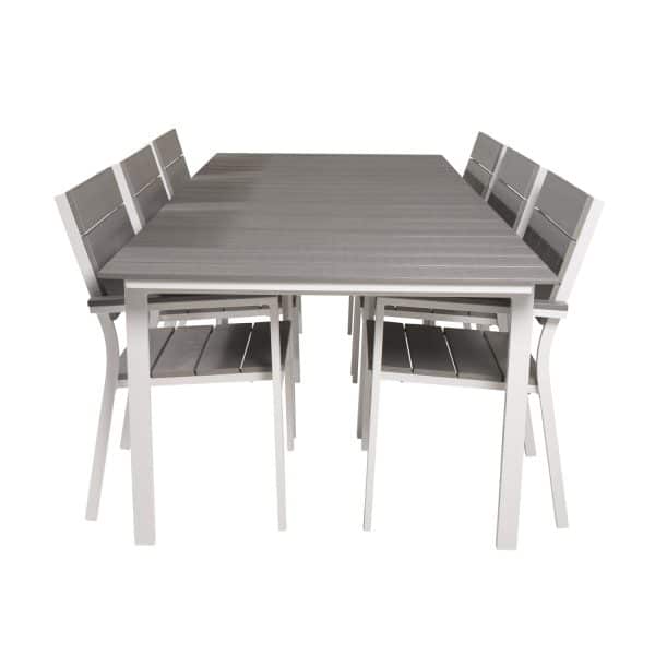 VENTURE DESIGN havesæt, m. Levels bord, m. udtræk og 6 Levels stole, m. armlæn - aintwood/alu