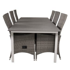 VENTURE DESIGN havesæt, m. Levels bord, m. udtræk og 6 Padova recliner stole - aintwood/alu