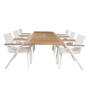 VENTURE DESIGN havesæt, m. Panama bord, m. udtræk og 6 Mexico stole, m. armlæn - teak/alu/textilene