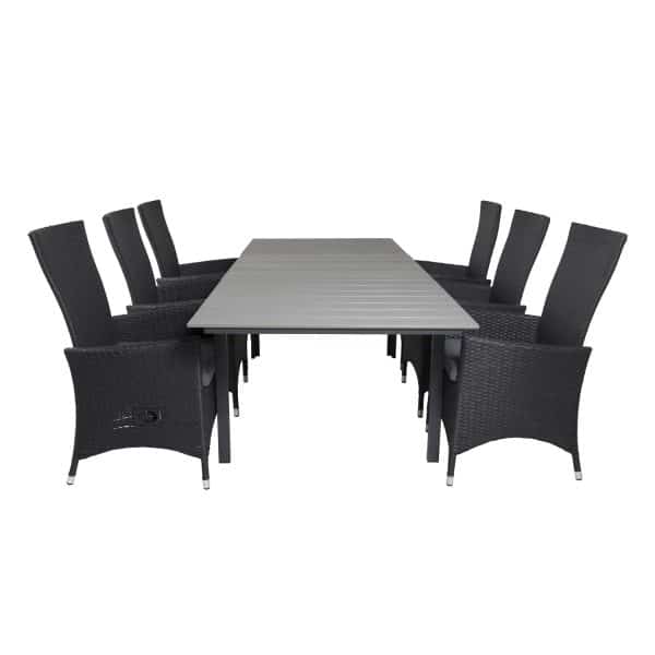 VENTURE DESIGN havesæt, m.Levels bord, m. udtræk og 6 Padova recliner stole - aintwood/alu