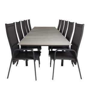 VENTURE DESIGN havesæt m Levels bord m udtræk og 10 Copacabana stole m. recliner - grå aintwood/sort