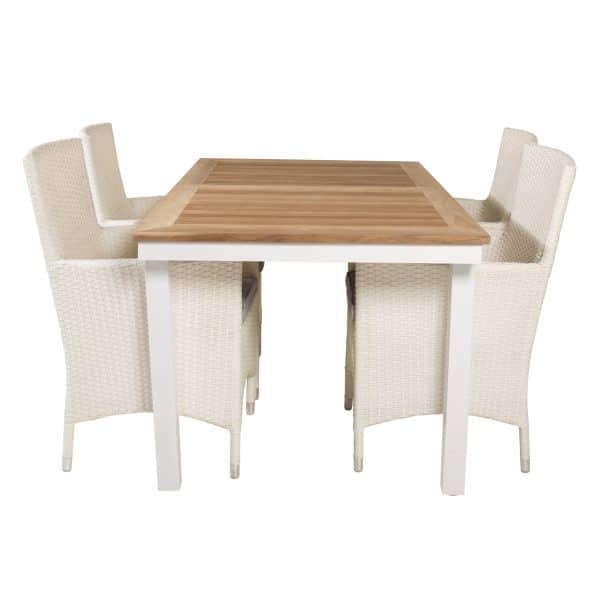 VENTURE DESIGN havesæt, m. Panama bord, m. udtræk og 4 Malin stole, m. armlæn - teak/alu/rattan