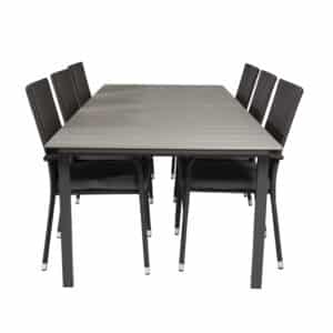 VENTURE DESIGN havesæt, m. Levels bord, m. udtræk og 6 Anna stole, m. armlæn - aintwood/rattan