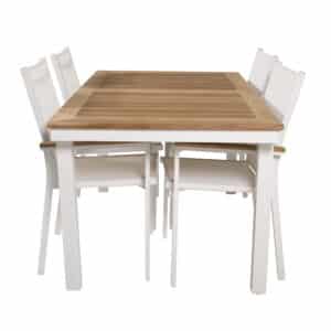 VENTURE DESIGN havesæt, m. Panama bord, m. udtræk og 4 Texas stole, m. armlæn - teak/alu/textilene