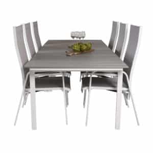 VENTURE DESIGN havesæt, m. Levels bord, m. udtræk og 6 Copacabana recliner stole - aintwood/alu