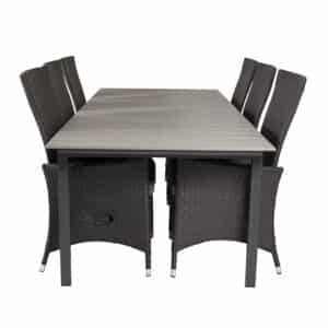 VENTURE DESIGN havesæt, m. Levels bord, m. udtræk og 6 Padova recliner stole - aintwood/alu