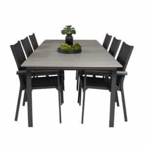 VENTURE DESIGN havesæt, m. Levels bord, m. udtræk og 6 Parma stole, m. armlæn - aintwood/alu