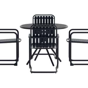 VENTURE HOME Chios havesæt, m. 1 bord og 4 stole - sort glas, polypropylen, aluminium og stål